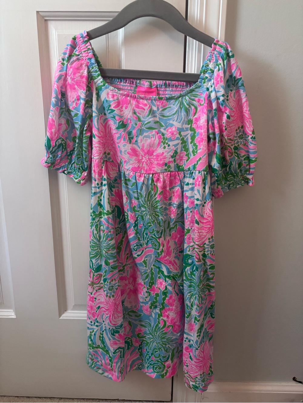 Lilly Pulitzer Pink & Green Floral Off-Shoulder Dress